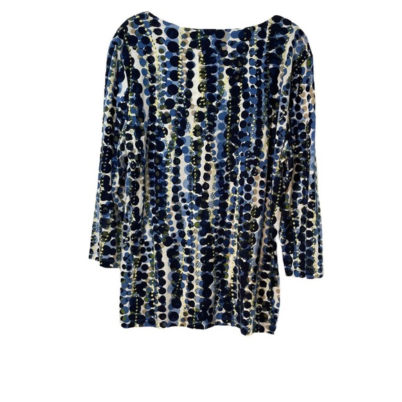 Liz & Company Women's 3/4 Sleeve 3 Button Geometric Collar Blouse Size XL Blue - Picture 7 of 7